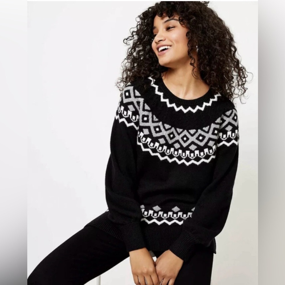 EUC❤️❤️The Ann Taylor❤️❤️ LOFT Cable Fair Isle Sweater Size M